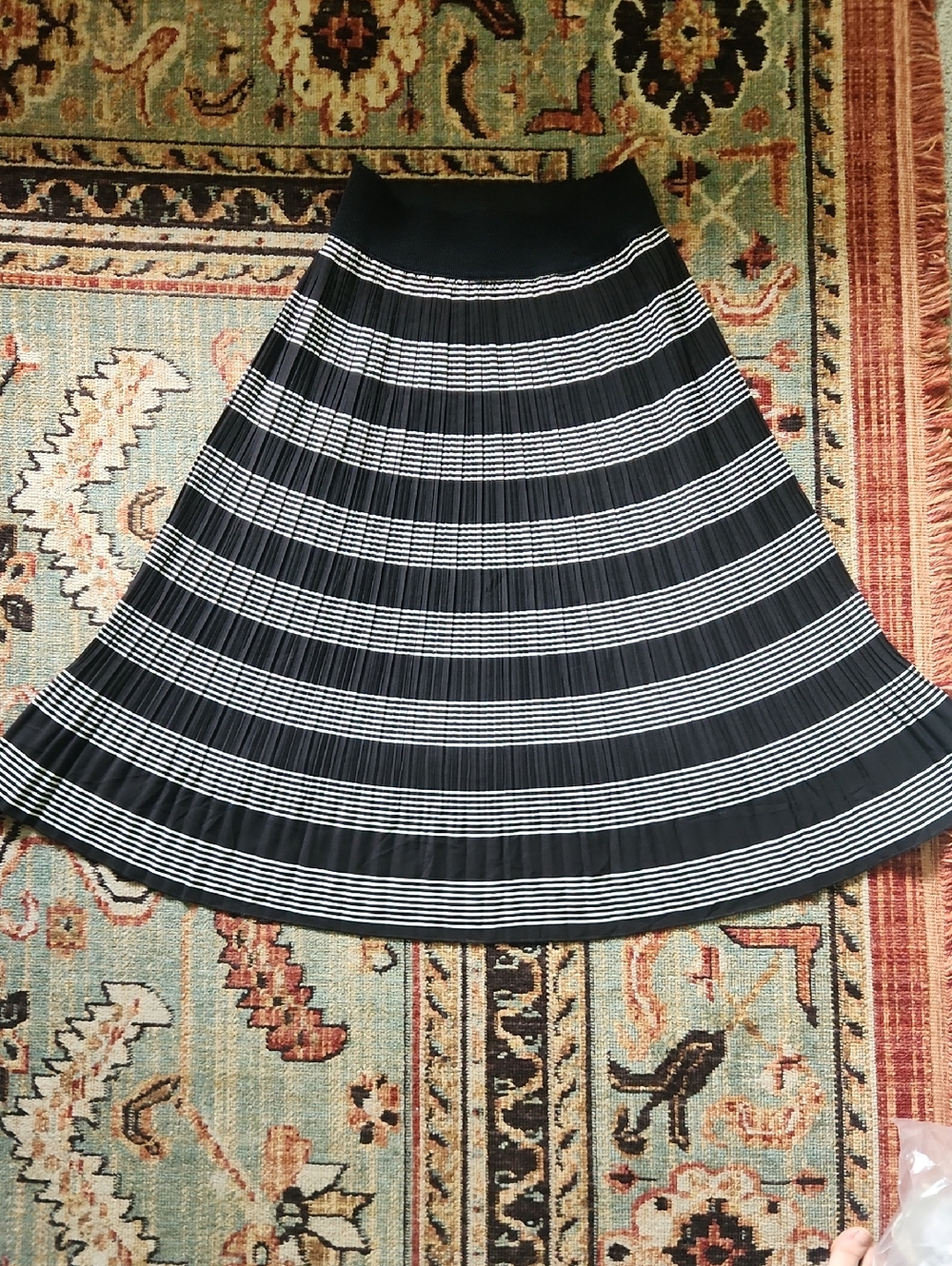 Metro Wear Black & White Striped Circle Skirt